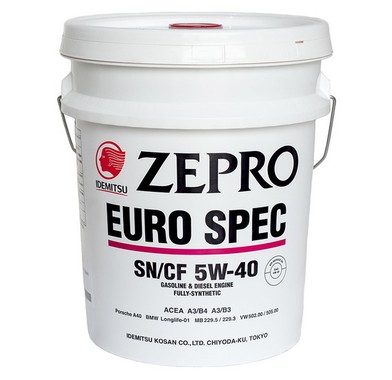 Масло моторное 5W-40 ZEPRO EURO SPEC API SN/CF (20л) ACEA A3/B4 MB 229.5 VW 502.00/505.00 BMW LL-01 PORSCHE A40 - 824