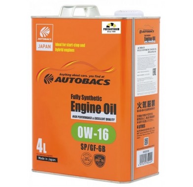 Масло моторное 0W-16 AUTOBACS ENGINE OIL API SP SYNTHETIC (4л х 6) - 2720