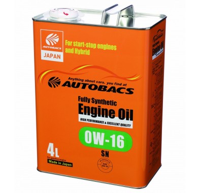 Масло моторное 0W-16 AUTOBACS ENGINE OIL API SN SYNTHETIC (4л х 6) - 2726