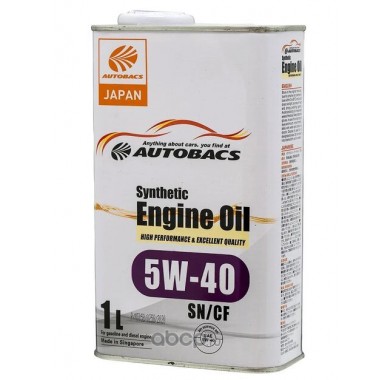Масло моторное 5W-40 AUTOBACS ENGINE OIL SYNTHETIC API SN/CF (1л х 12) - 2816